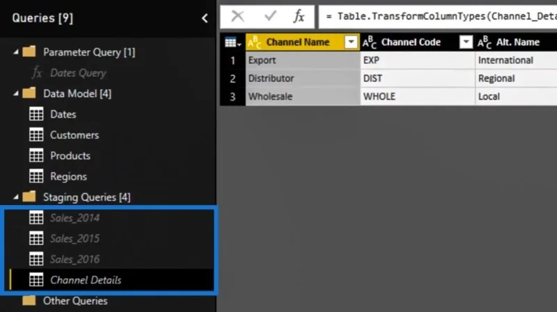 Power Query Editor: Staging Queries
