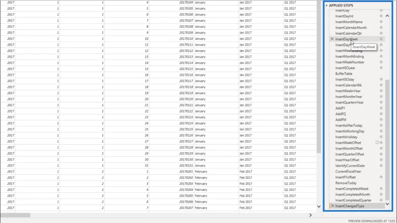Konverter datotabelfunktionen til en tabelforespørgsel i LuckyTemplates