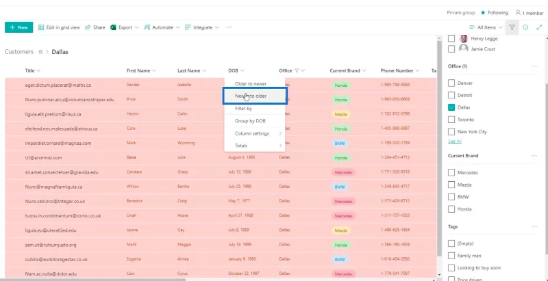 SharePoint-luettelon muotoilun esittely