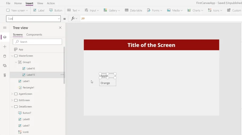 Microsoft Power Apps: Elementtien ryhmittely yhteen