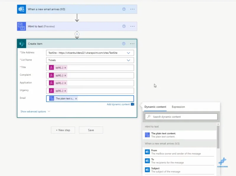 Hvordan analysere e-poster og fylle ut SharePoint-lister i Power Automate