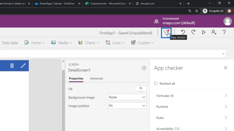 Príručka Microsoft Power Apps |  Kontrola chýb