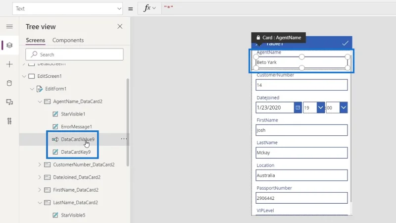 PowerApps-näyttö: muokkaaminen ja päivittäminen