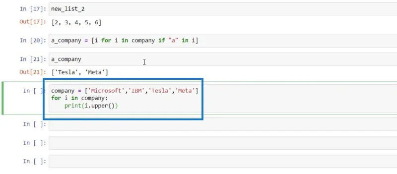 Python-liste og til sløjfe i LuckyTemplates