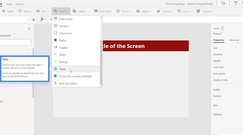 Bemeneti elemek és használatuk a Power Apps-ben