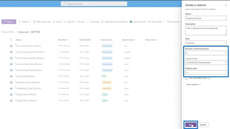 Legge til metadata i SharePoint ved hjelp av kolonner