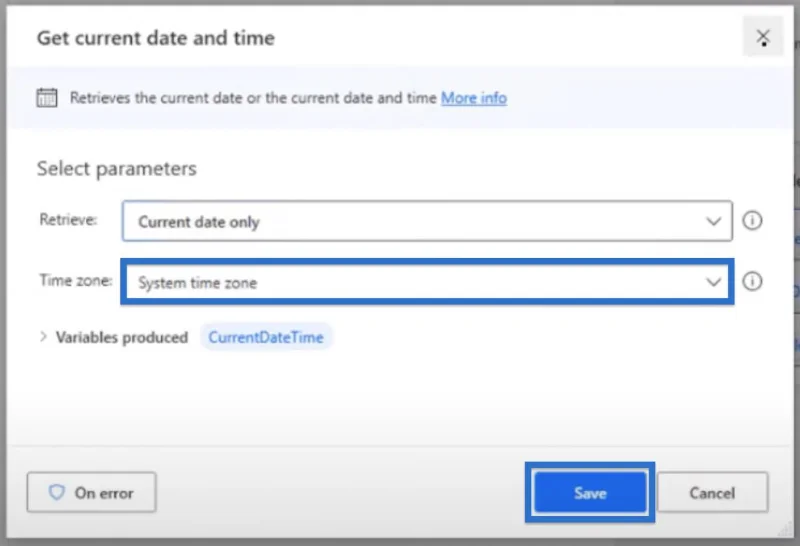 Lisää päivämäärä tiedostonimeen Power Automate Desktopissa
