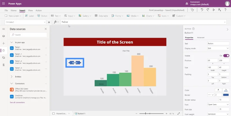PowerApps-diagrammer, grafer og dynamiske bilder