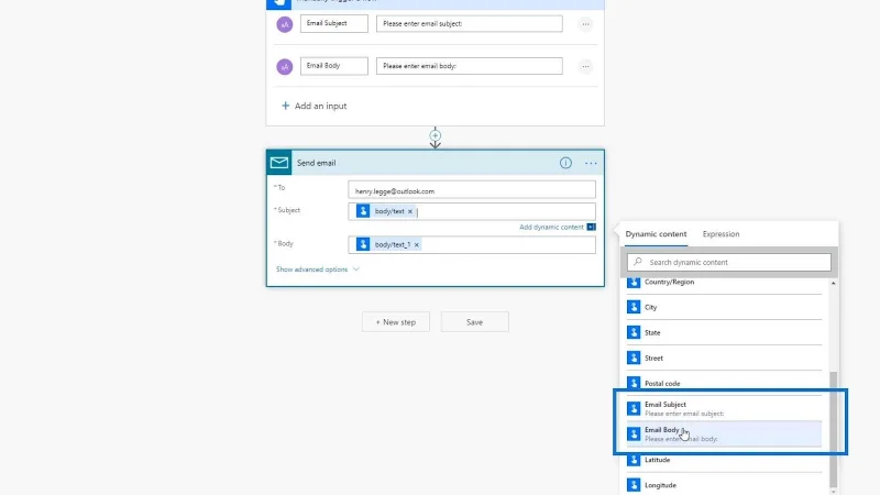 Power Automate Oversikt over dynamisk innhold