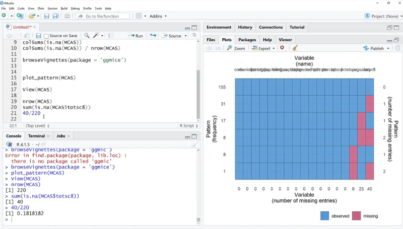 Visualiserer manglende data i RW/GGMICE