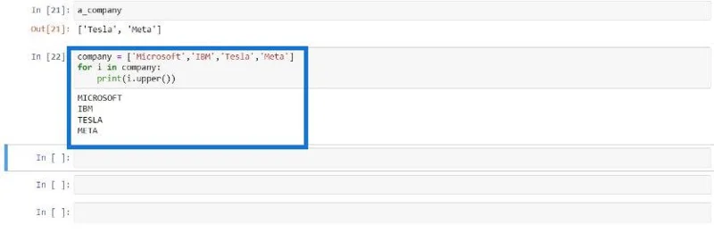Python-liste og til sløjfe i LuckyTemplates