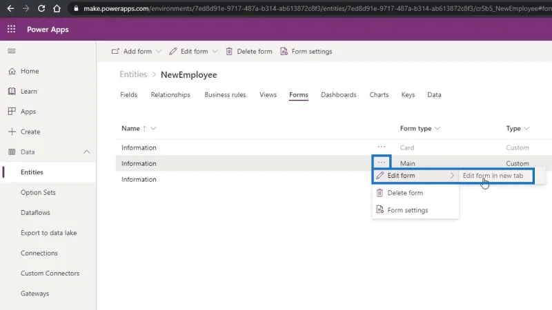 PowerApps-skjema: Legge til og endre felt