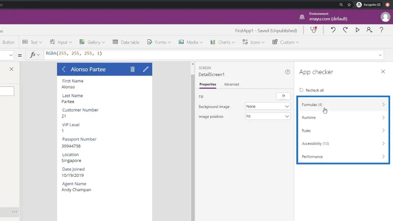 Príručka Microsoft Power Apps |  Kontrola chýb