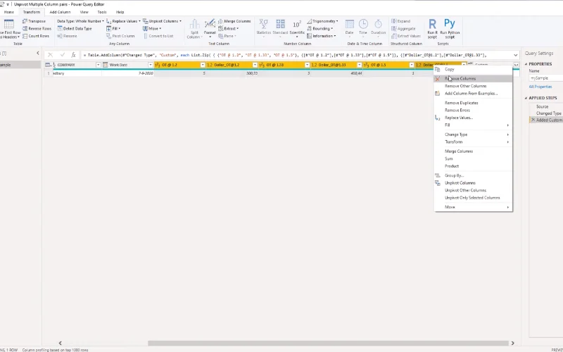 LuckyTemplates Unpivot -sarakkeet – Power Query -opastus