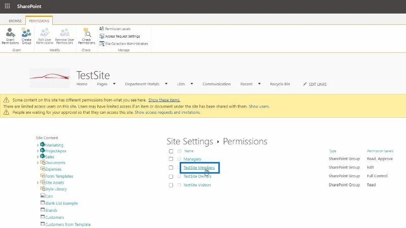 SharePoint-sivuston käyttöoikeuspyynnön mukauttaminen