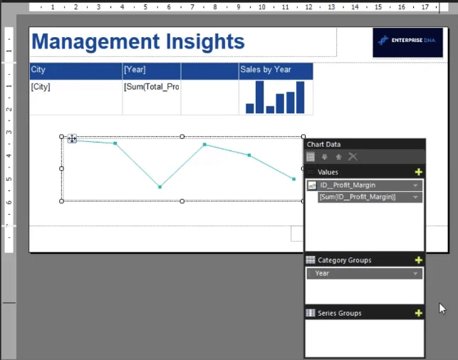 Lag et LuckyTemplates Sparkline-diagram i Report Builder