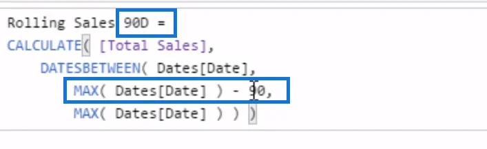 Beregn rullerende totaler ved å bruke DATESBETWEEN i LuckyTemplates