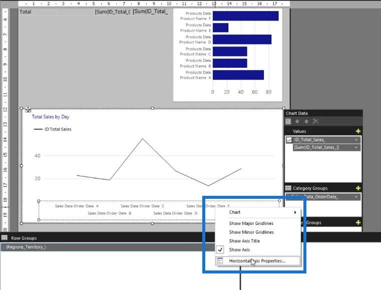 SSRS-paginerte rapporter: Linjediagramveiledning