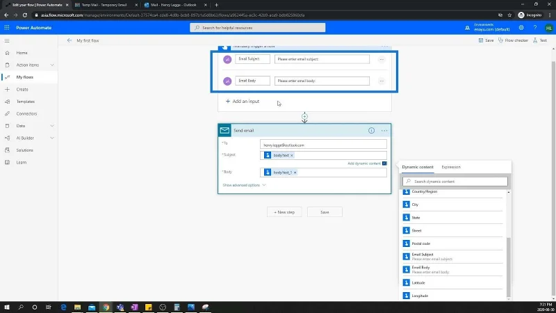 Power Automate Oversikt over dynamisk innhold