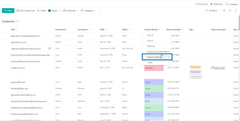 SharePoint-luettelon muotoilun esittely