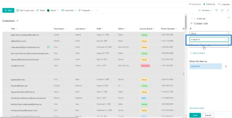 SharePoint-luettelon muotoilun esittely
