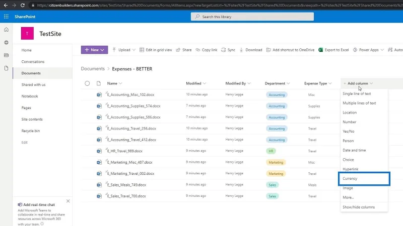 Legge til metadata i SharePoint ved hjelp av kolonner