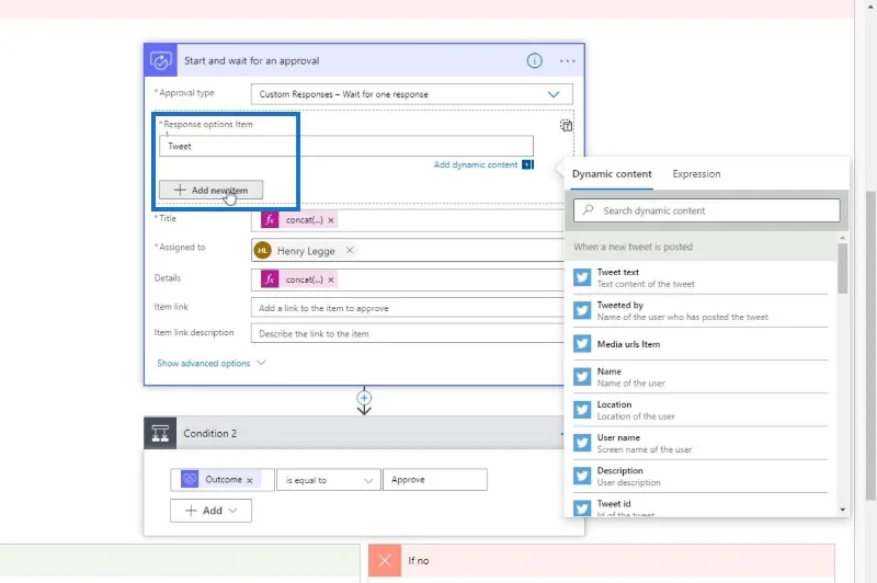 Microsoft Flow-godkjenning med flere alternativer
