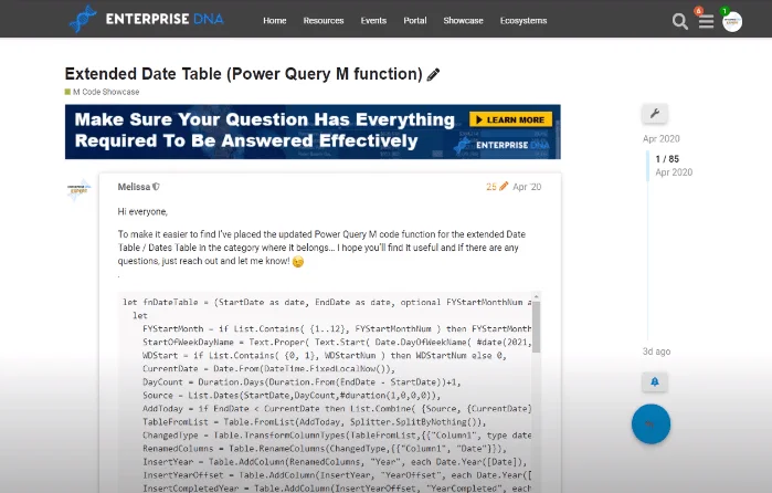 Utvidet datotabell Power Query M-funksjon Utvidet datotabell Power Query M-funksjon