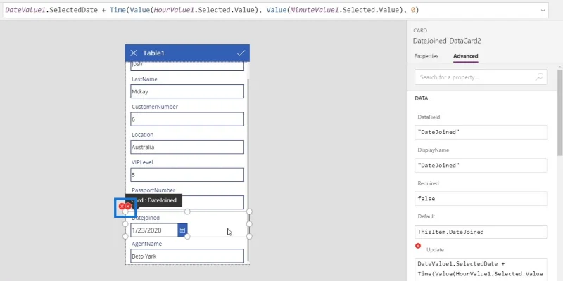 PowerApps-näyttö: muokkaaminen ja päivittäminen