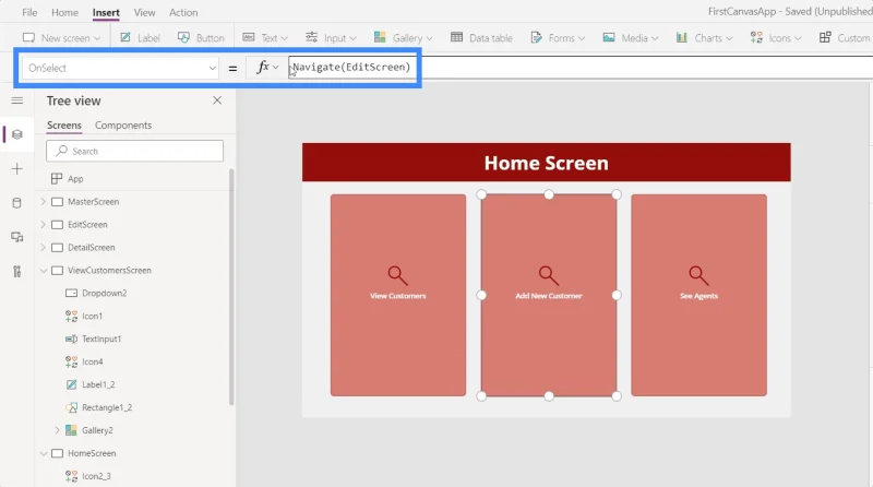 MS Power Apps detaljskjerm og skjemaskjerm