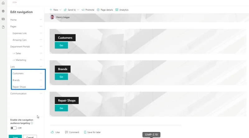 Tilføjelse af SharePoint List Navigation
