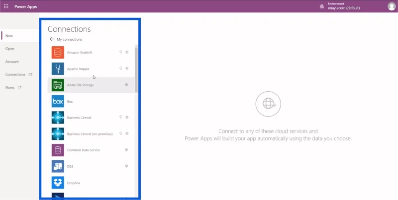 Power Apps-miljøoppsett: Koble til OneDrive og Google Drive
