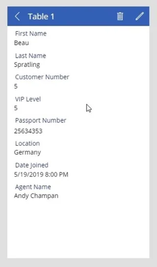 PowerApps-datakort og eiendomstildeling