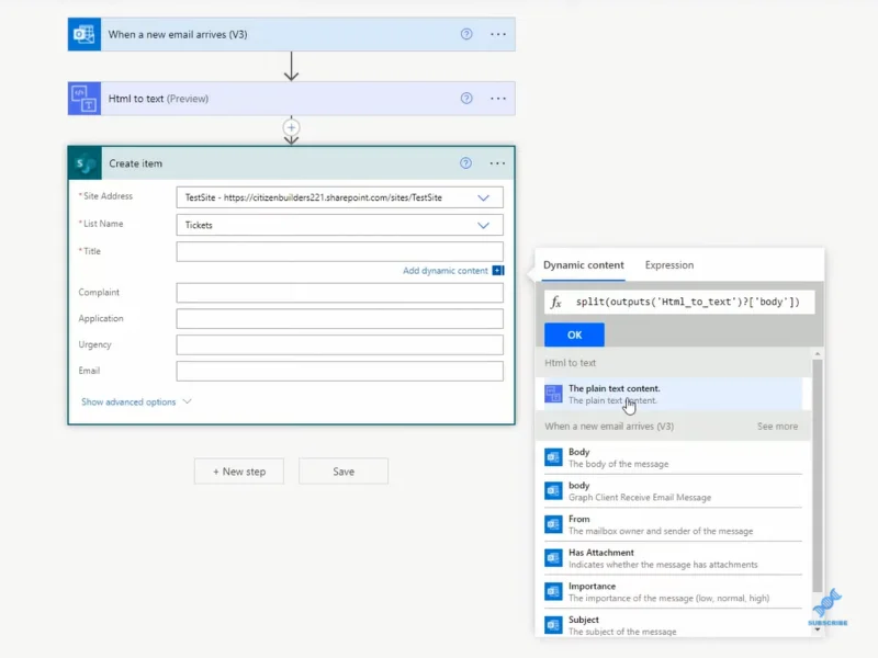 Hvordan analysere e-poster og fylle ut SharePoint-lister i Power Automate