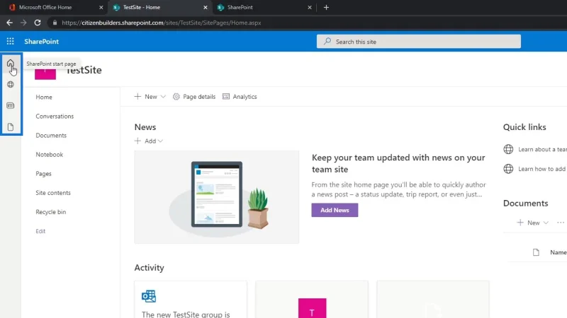 SharePoint-sivusto |  Asettelu ja valikko Esittely