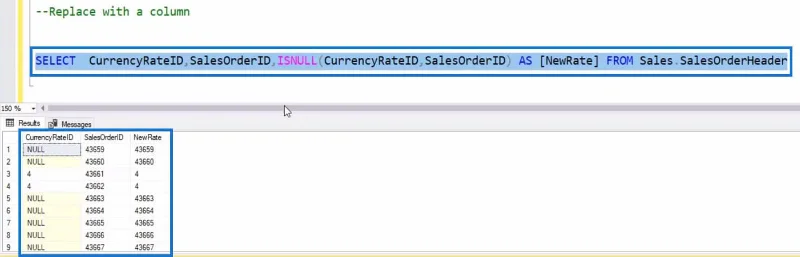 ISNULL SQL -funktio tapauslausekkeissa
