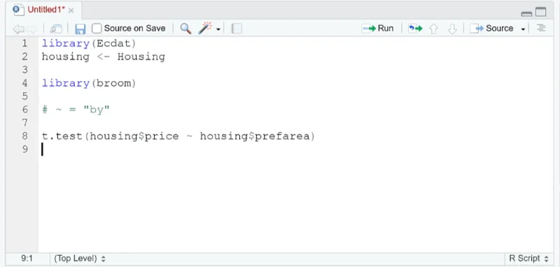 Kuinka tehdä T-testi RStudiossa