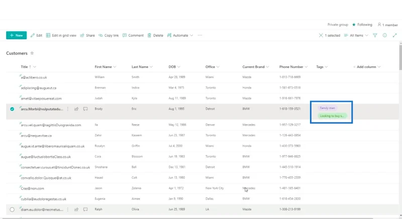 Legger til SharePoint-valgfelt i en liste