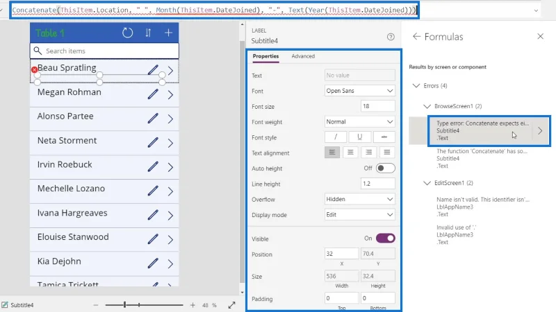 Príručka Microsoft Power Apps |  Kontrola chýb