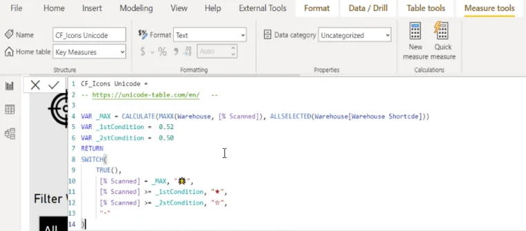 Ikoner i Lucky Templates |  DAX, UNICHAR, UNICODE & brugerdefinerede billeder