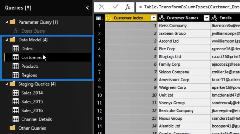 Power Query Editor: Staging Queries