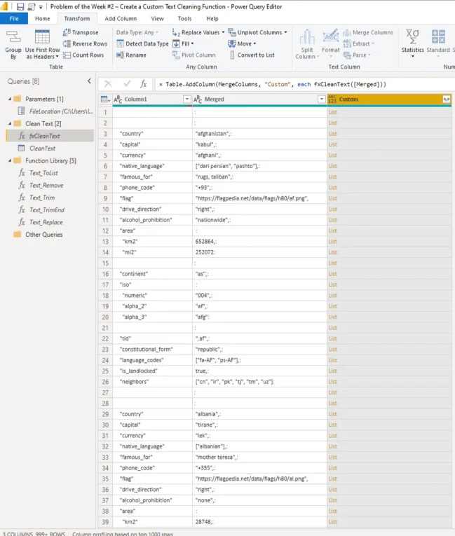 Opprette en tilpasset tekstrensefunksjon i Power Query