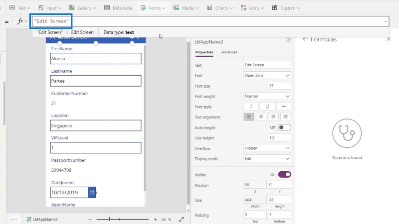 Príručka Microsoft Power Apps |  Kontrola chýb