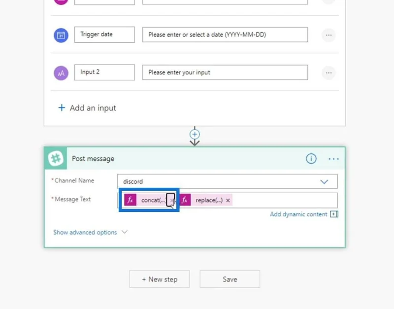 Microsoft Flow String Functions: Concat ja Replace