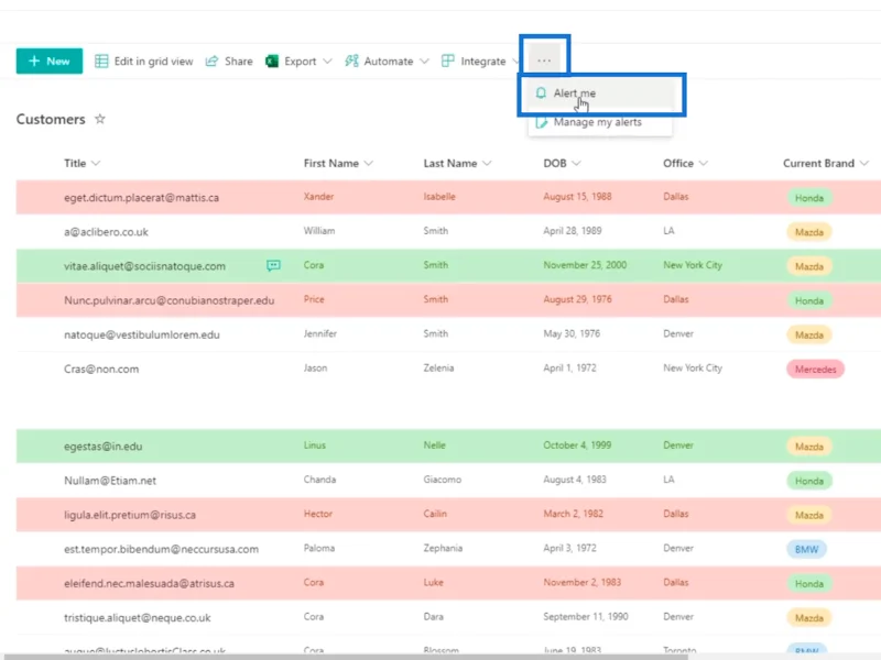 SharePoint List Alerts Opsætning