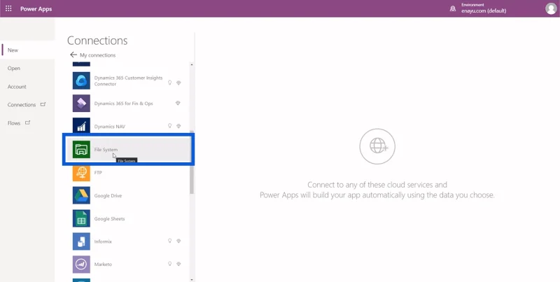 Power Apps-miljøoppsett: Koble til OneDrive og Google Drive