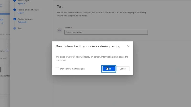 Käyttöliittymän kulkusyötteet Microsoft Power Automatessa