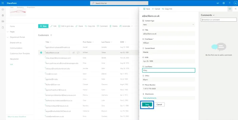 SharePoint-listeelement: Redigering av enkelt og flere elementer