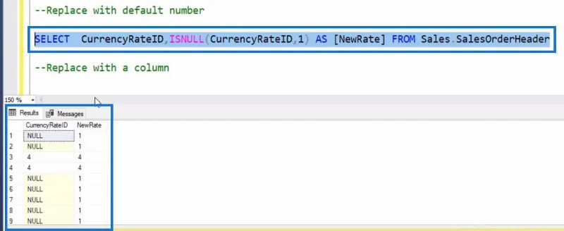ISNULL SQL -funktio tapauslausekkeissa