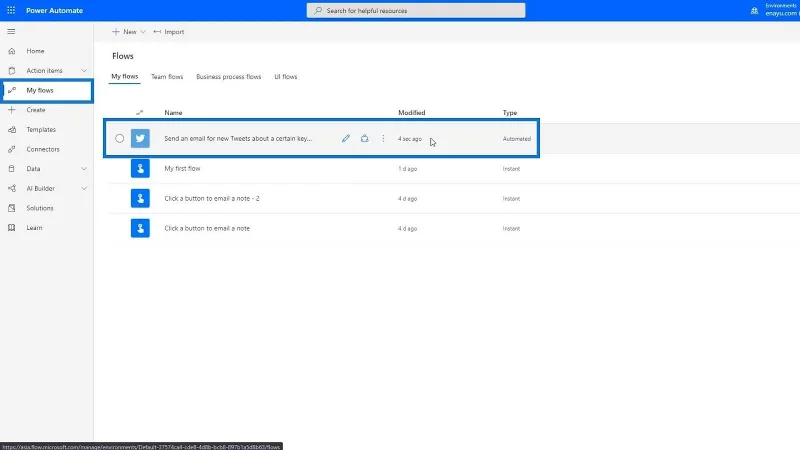 Automatisert flyt i Microsoft Power Automate